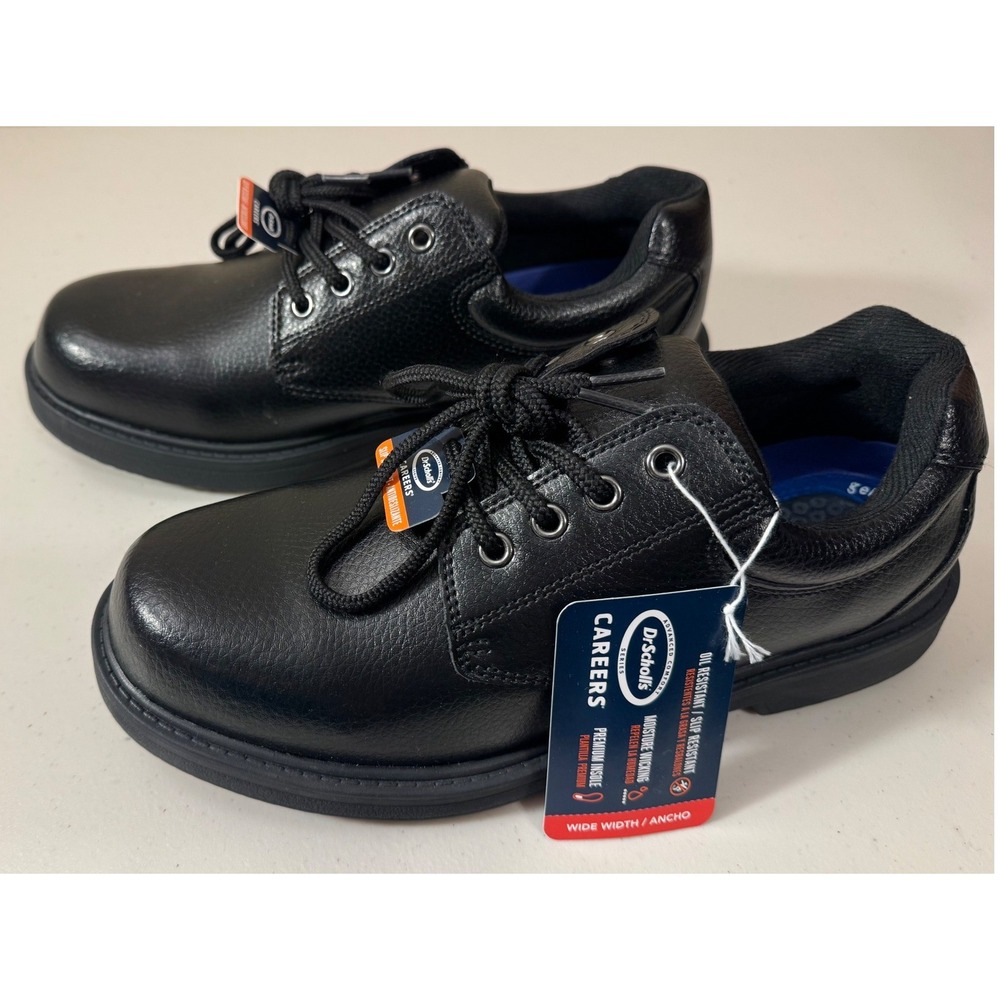 Dr. Scholls Careers Work Shoes Men 9W Black Slip Resistant Oxford Comfort NEW